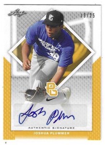 2016 PERFECT GAME NATIONAL SHOWCASE JOSHUA PLUMMER GOLD AUTO #BA-232 19/25