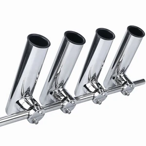 4X Boat Fishing Rod Holder 316 Stainless Steel Clamp-on 7/8''-1'' Fishing Holder - Picture 1 of 8