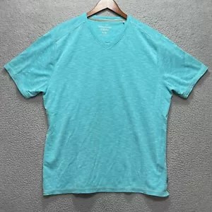 TOMMY BAHAMA V-Neck IslandZone Shirt Teal Mens XL CoolMax Performance Casual - Picture 1 of 8