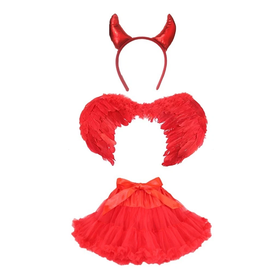 STYLEX PARTY Teufel Kostüm Verkleidung Flügel Hörner Halloween Haarreif Kostüm sexy