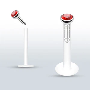 Pair 2mm Press Fit CZ Bioflex Push In Stud Lip Labret Monroe Piercing 16g 3/8" - Picture 1 of 13