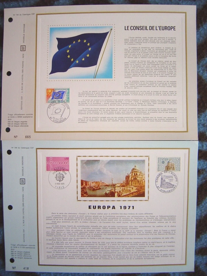 Conseil de l'Europe  +  Europa 1971   :   2 FDC - CEF en TB état. - Photo 1/1