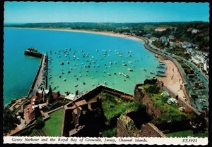 Gorey Harbour & Royal Bay of Grouville Jersey Channel Island Bamforth Postcard - Picture 1 of 2