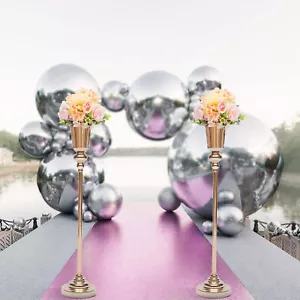 10Pcs Trumpet Vase Wedding Centerpiece Flower Stand Vintage Metal Flowers Decor - Picture 1 of 24