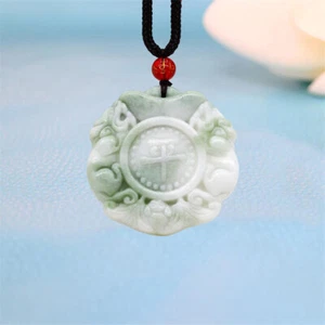 Jade Pixiu Pendant Necklaces Charm Jewelry Chinese Necklace Natural Green - Picture 1 of 6
