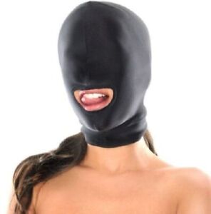 UK Black Spandex Stretchy Gimp Mask 1 Hole Face Hood Secret Santa, Halloween