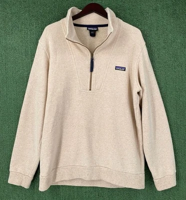 Patagonia Woolie Fleece 1/2 Zip Wool Blend Pullover Sweater Oatmeal Heather XL - Image 1 of 4