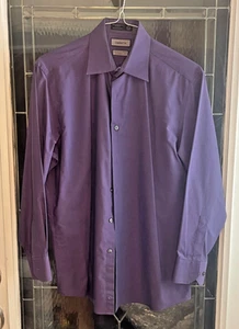 Camisa de vestir Claiborne sin arrugas manga larga púrpura para hombre talla L 16 32/33 - Imagen 1 de 6