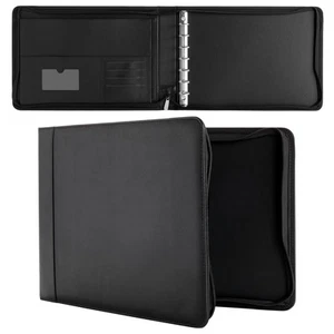 Black 7 Ring Business Checkbook Binder with Zipper for Checks, 15 x 11 x 2 in - Picture 1 of 12