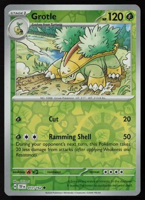 Pokemon Grotle - 011/162 SV05: Temporal Forces Reverse Holo Pack Fresh - NM - Image 1 of 2