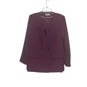 Women's Suit Jacket Calvin Klein Size 14 Purple Plum Long Sleeve Closure - Picture 1 of 14