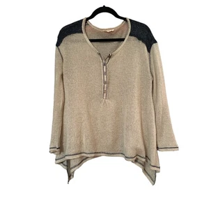 Saum und Faden lockerer Strick Henley mit Haifischbiss Saum Größe L gebraucht - Bild 1 von 5