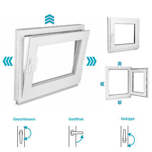 Fenster 750x900mm Kunststoff PVC weiß 1-flg Dreh Kipp Links Rechts Kellerfenster