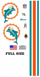 Decalcomanie casco calcio Miami Dolphins Throwback vecchio stile taglia intera 8 mil - Foto 1 di 1