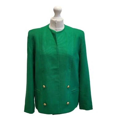 Windsmoor Jacket Vintage Green 80s 90s Open Front Button Women's UK Size 16 - Image 1 of 4