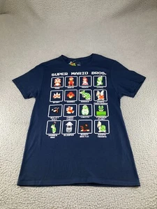 Nintendo Shirt Boys Medium Blue Super Mario Bros Graphic Print Short Sleeve Tee - Picture 1 of 10