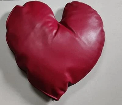 Decorative Red Heart Shap Real Leather Cushion Cover/ Wedding & Birthday Gift - Image 1 of 4