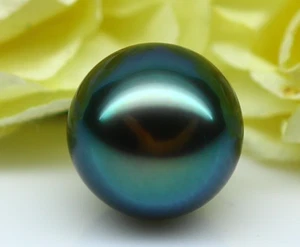 Huge 11-12mm natural south sea genuine black round pearl loose pearl undrilled - Picture 1 of 3