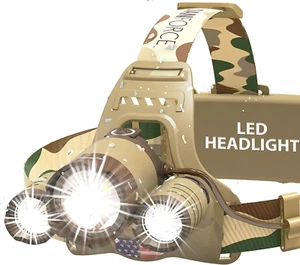 Force Camouflaged Headlamp Ultra Bright USB Rechargeable Kopflampe Tactical - Bild 1 von 12