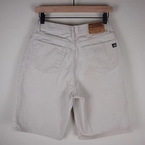 Vintage 90s Hang Ten Indigo Denim Shorts Beige Size 30 Waist 28" Inseam 10.5" - Picture 1 of 23