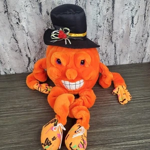 Plüsch Kürbis Menschen Freunde A & A Halloween Zylinder Hut lange Arme & Beine Regal Sitter - Bild 1 von 9