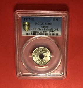 1917H -EGYPT -5 MILLIEMES COIN,GRADED BY PCGS MS64...VERY NICE COIN. - Picture 1 of 4