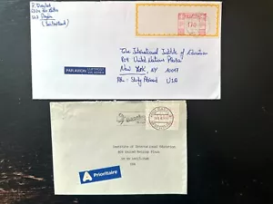 SWITZERLAND 1990s 2 Commercial Covers to USA; Superb Mechanical Stamps & Cancels - Picture 1 of 2
