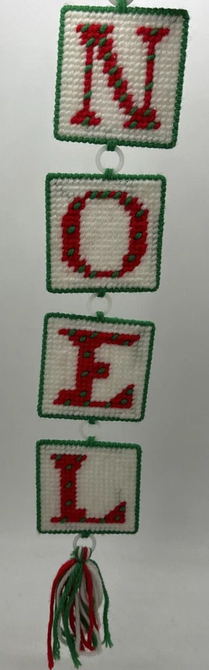 VTG 19” Handmade Needlepoint Christmas NOEL Wall Decor Plastic Canvas Artwork - Image 1 of 3