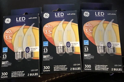 GE 23100 LED Cam Light Bulb, Soft White, Clear, 40 Watts, 300 Lumens, 2-Pack (3) - Image 1 of 4