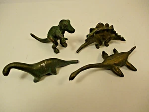 Lot 4 Vintage SRG Co Metal Dinosaur Figures T Rex Stegosaurus Brontosaurus - Picture 1 of 12