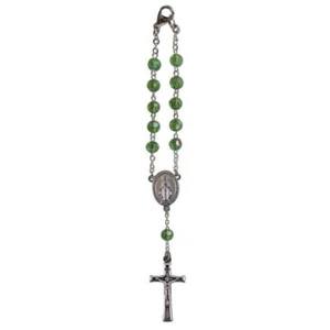 Birthstone Car Rosary 6mm Emerald AB Acrylic Auto Rosary - Picture 1 of 1