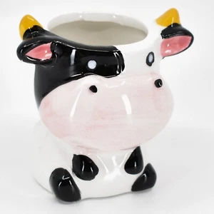 Mini maceta de cerámica de granja de vaca de aire suculento con orificio de drenaje - Imagen 1 de 6