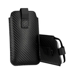 Handy Tasche Carbon schwarz für Fairphone 4 - Schutz Hülle Etui Slim Case - Bild 1 von 2