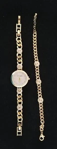Alexis Bendal Gold Tone Watch, Bracelet Set MOP Dial Amber Stones Running - Picture 1 of 4