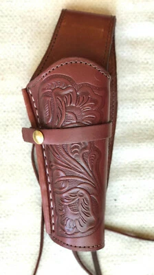 WESTERN EXPRESS Cowboy Leather Gun Holster 70108 Right Hand Wine Embossed 45 cal Brand New