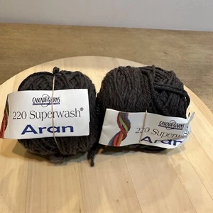 Cascade Yarns Aran Super Wash Merino Wool Yarn Color #900 Dark Gray 2 Balls - Picture 1 of 4