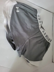 Under Armour Heatgear Womens Size Small Gray White Athletic Running Shorts - Picture 1 of 6