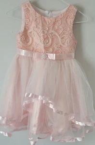 Sunny Fashion Girls Sz. 5 Formal Pink Layered Dress Party Zip Tie Back - Picture 1 of 12