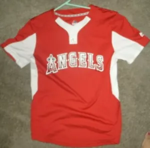 MAJESTIC LOS ANGELES ANGEL'S YOUTH CAMICIA IN JERSEY DUE BOTTONI BASE COOL TG M-12 - Foto 1 di 3