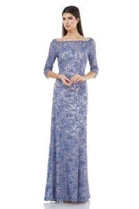 JS Collections $328.00 Boat Nick 3/4 Sleeve Floral Dress, Size 6 Periwinkle Nude - Picture 1 of 4