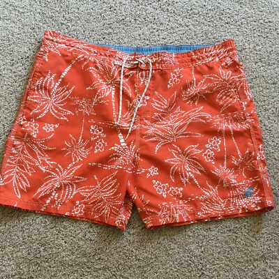 Mens 2XL Swimming Trunks Carribean Joe Orange Palm Tree Print Drawstring Waist - Image 1 of 4