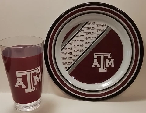 Texas A&M Aggies 10in Non Microwaveable Plate 16 Oz Tumbler Cover