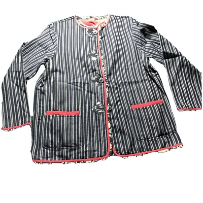 KOOS OF COURSE Jacket Reversible Womens SM Red Black Button Art Quilt Oversized - Image 1 of 4