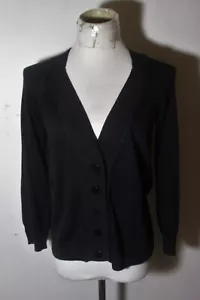 Women's 600 WEST Black Cotton Cardigan Sweater Size M NWT $84.00 - Picture 1 of 6