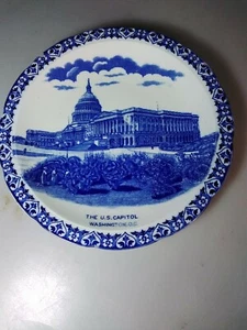 US Historical Plates S Hancock & Sons England Blue Flow Ware Stoke On Trent - Picture 1 of 3