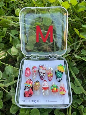 tips per unghie finte/multicolore/natale/mandorla/lunga/luccicante - Immagine 1 di 3