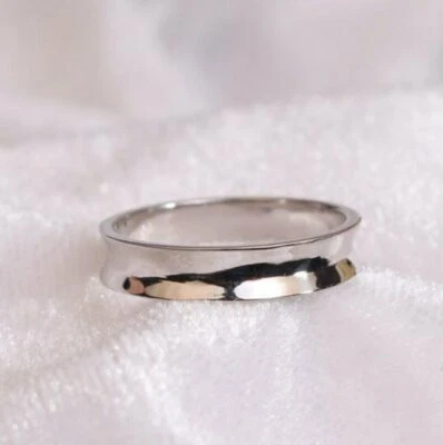 Anillo de oro 14k anillo de 4 mm banda de compromiso unisex banda simple anillo de oro blanco liso  Foto 1 de 4