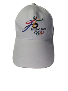 2008 Beijing Olympics Adjustable Strapback White Long Brim Baseball Cap - Picture 1 of 7