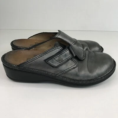 Женские сабо Finn Comfort Orb Mule размер США 6 ЕС 36 без шнуровки металлик серебро - Изображение 1 из 4