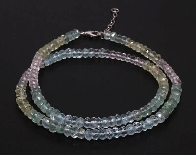 Collana in argento sterling 925 con pietre preziose acquamarina multi + bracc... - Immagine 1 di 4